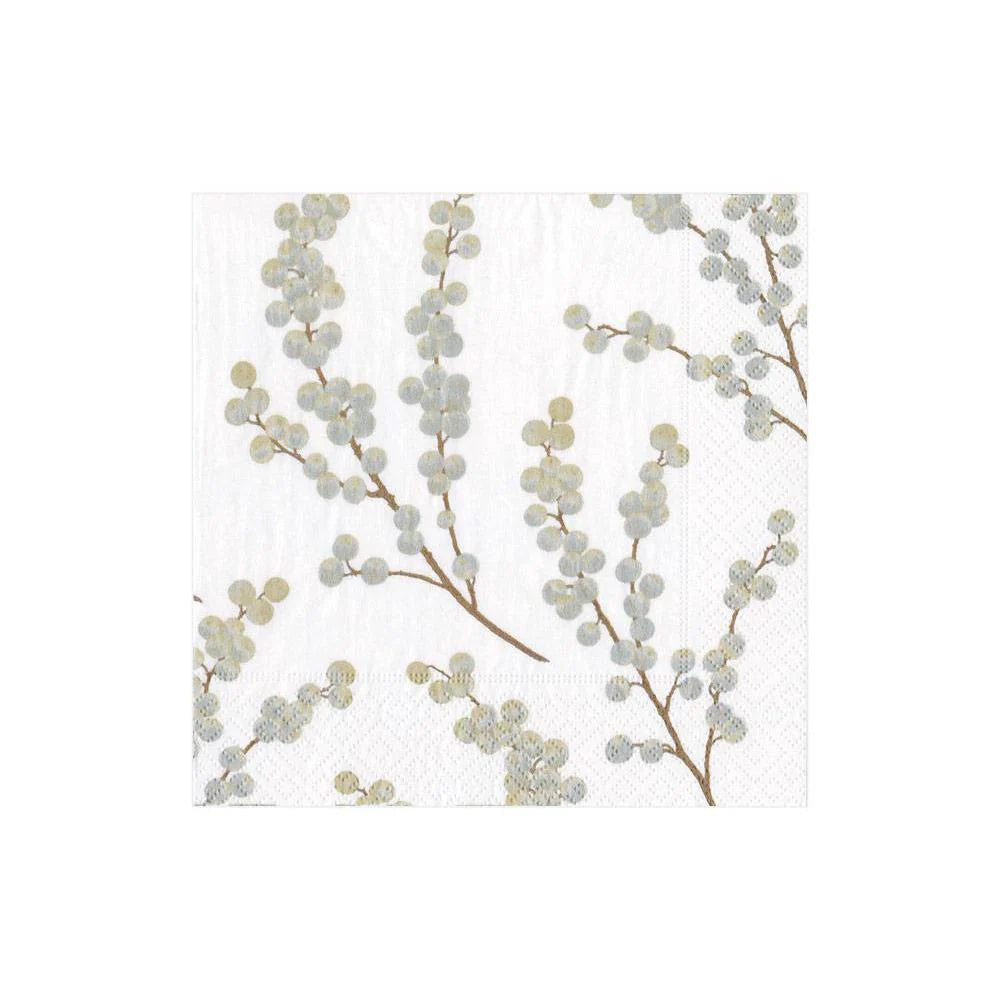 Berry Branches White & Silver Napkins