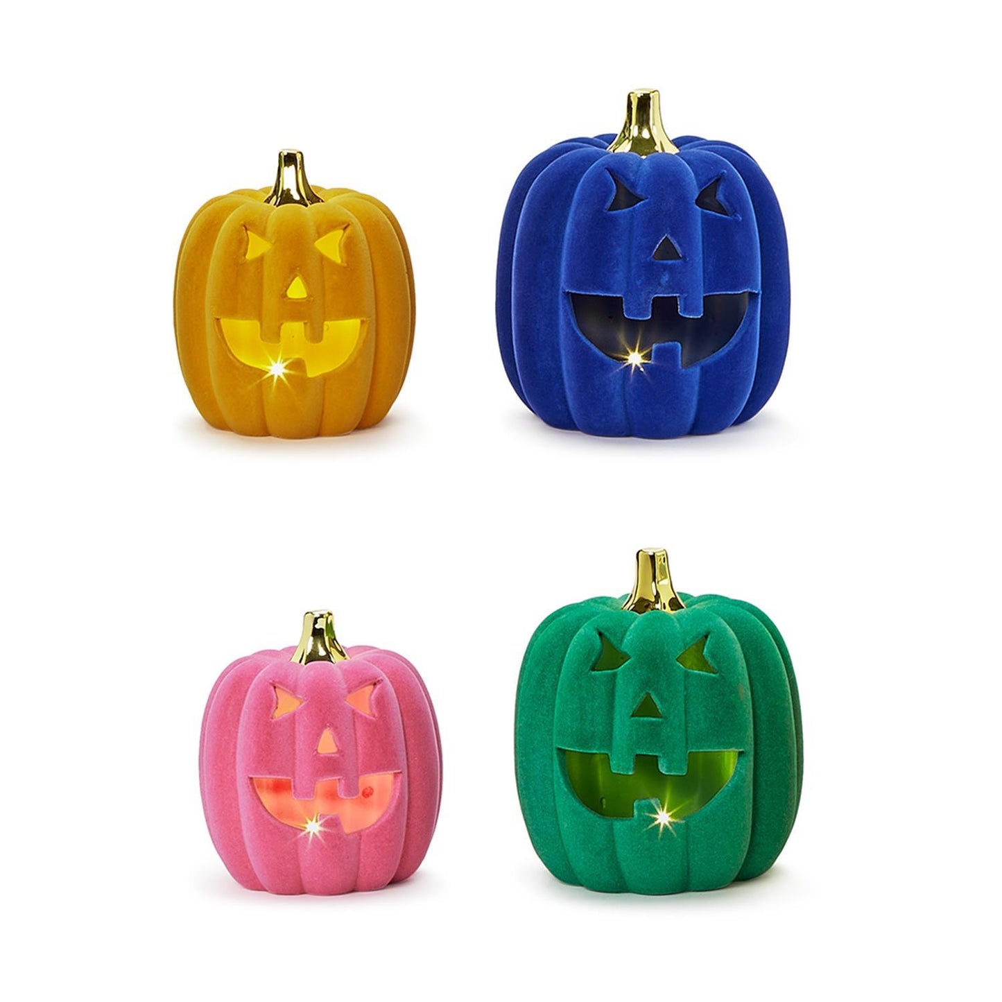 Flocked Light Up LED Jack O' Lantern Decor