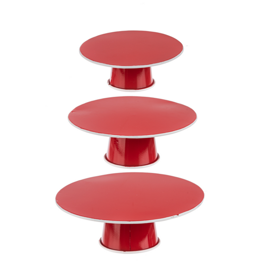 Red & White Enamel Retro Pedestal Stand Small