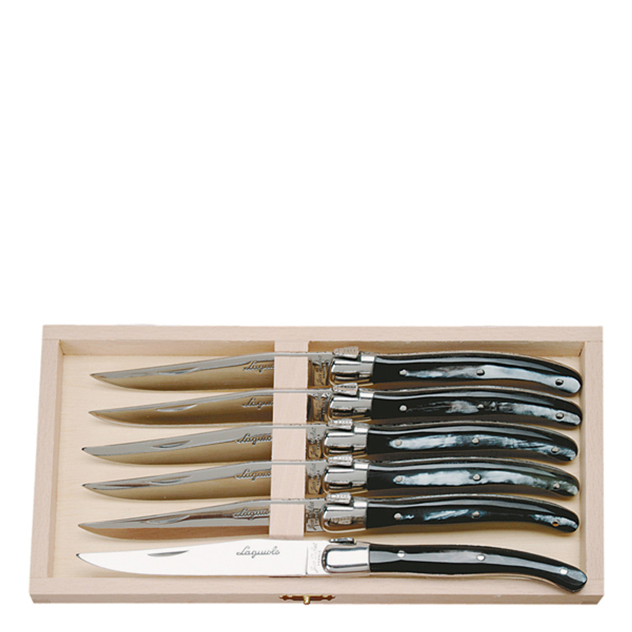 Laguiole 6 Steak Knives in Clasp Box