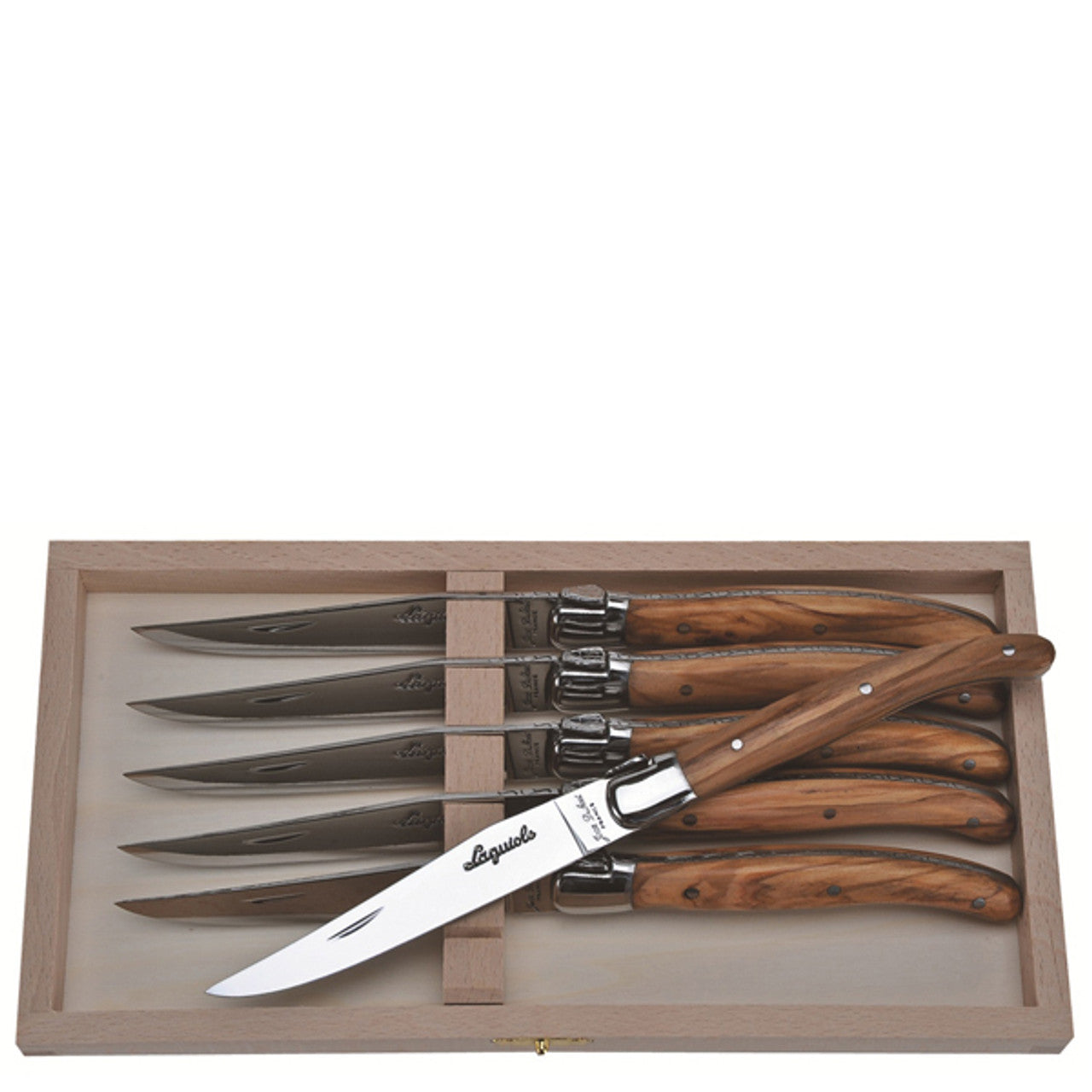 Laguiole 6 Steak Knives in Clasp Box