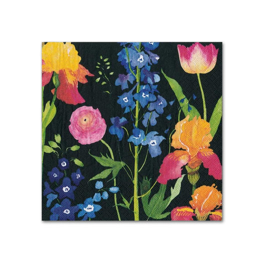 Summer Garden Black Cocktail Napkins