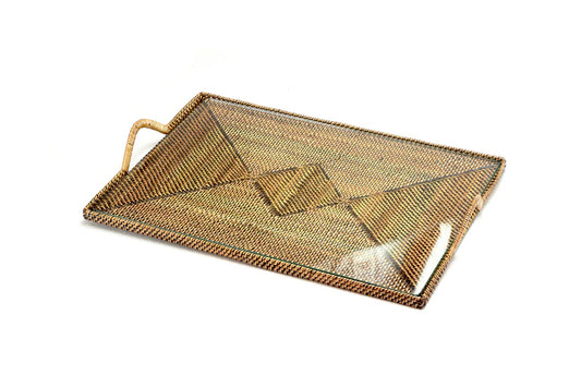 Woven Rectangular Serving Glass Trays