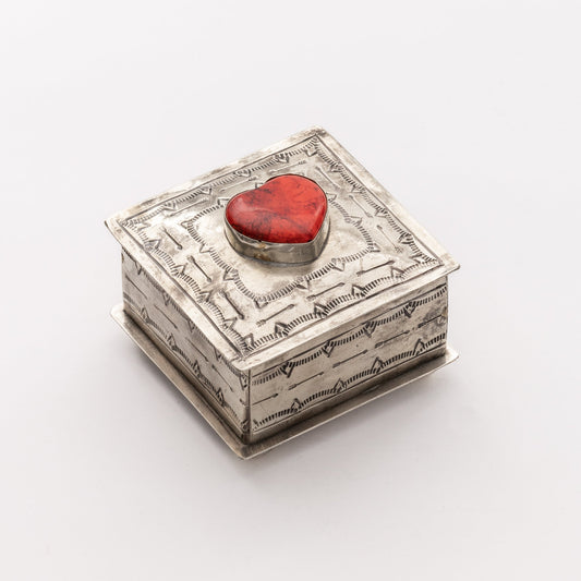 Square Stamped Box with Coral Heart