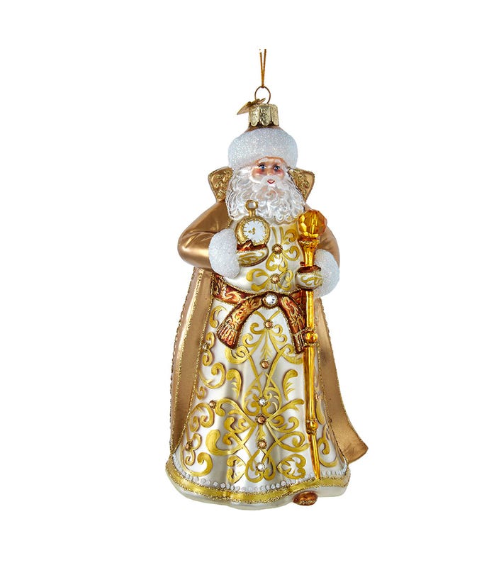 Bellissimo Elegant Glass Gold Santa Ornament