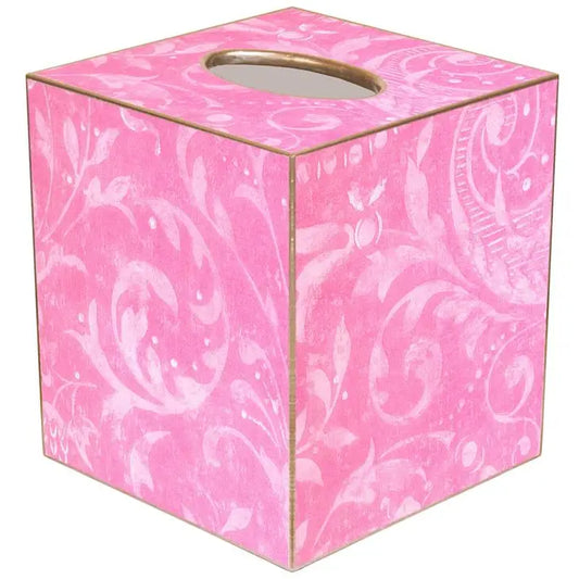 Pink Damask Tissue Box Cover