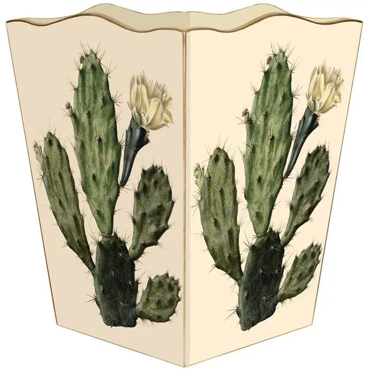 Cactus with White Flower Wastepaper Basket