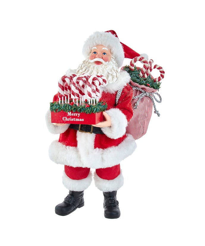 Santa With Candy Cane Tray 10.5"