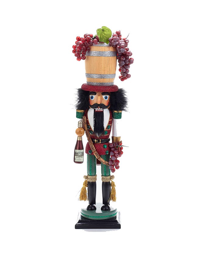 Wine Barrel Hat Nutcracker 19"