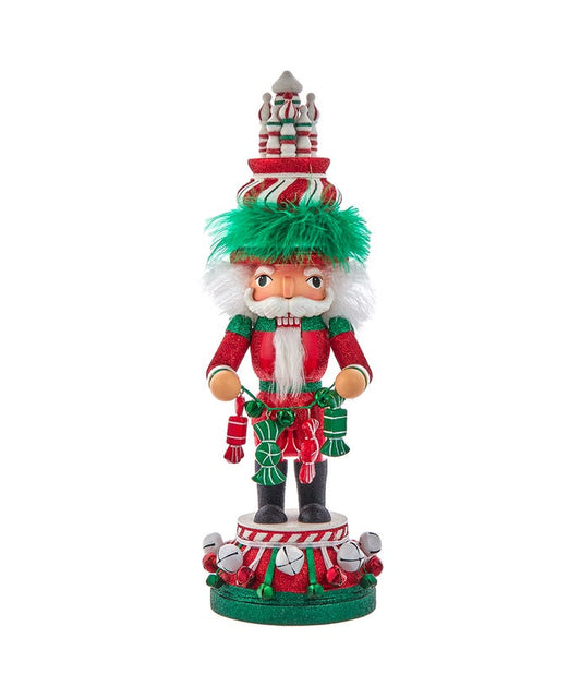 Red, White & Green Candy Tower Hat Nutcracker 15"