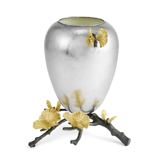 Butterfly Ginkgo Footed Vases