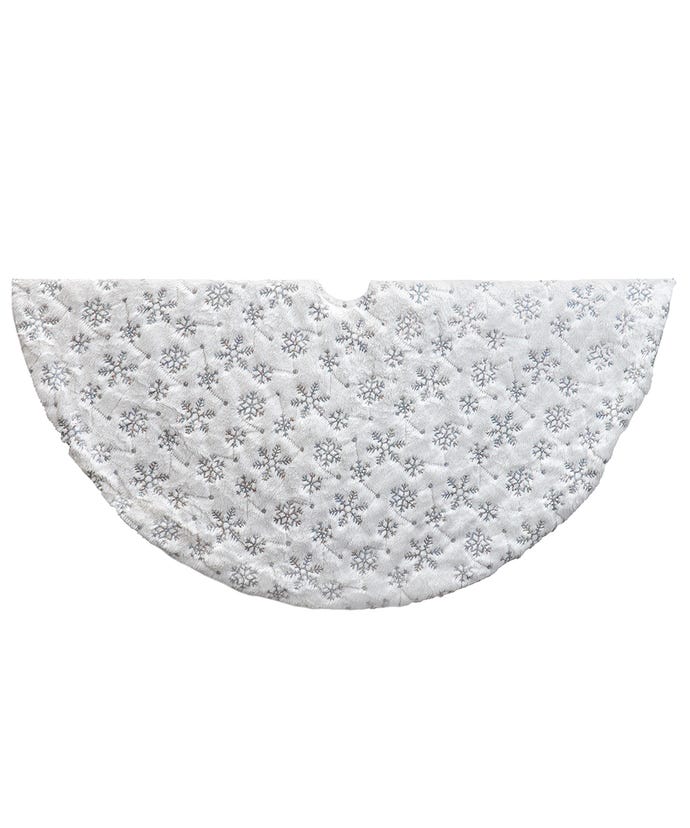 White Sequined Snowflake 48" Tree Skirt