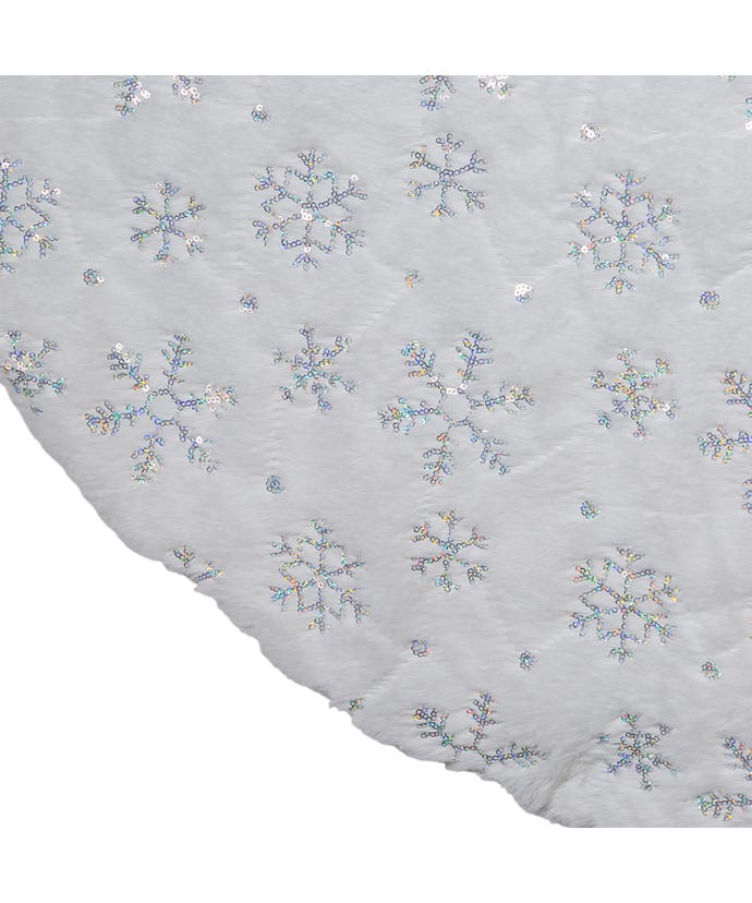 White Sequined Snowflake 48" Tree Skirt