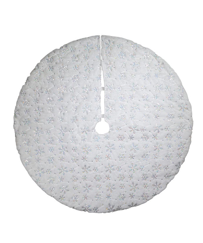 White Sequined Snowflake 48" Tree Skirt