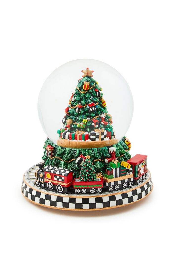 Cozy Christmas Tree & Train Snow Globe