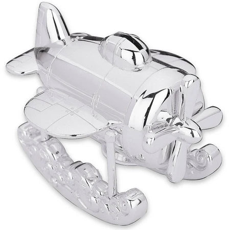 Silver Plated Zoom Zoom Airplane Coin Bank